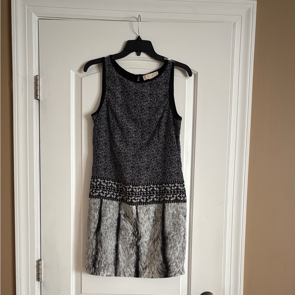 MICHAEL Michael Kors Black and White Silky Patterned Mini Dress Size S